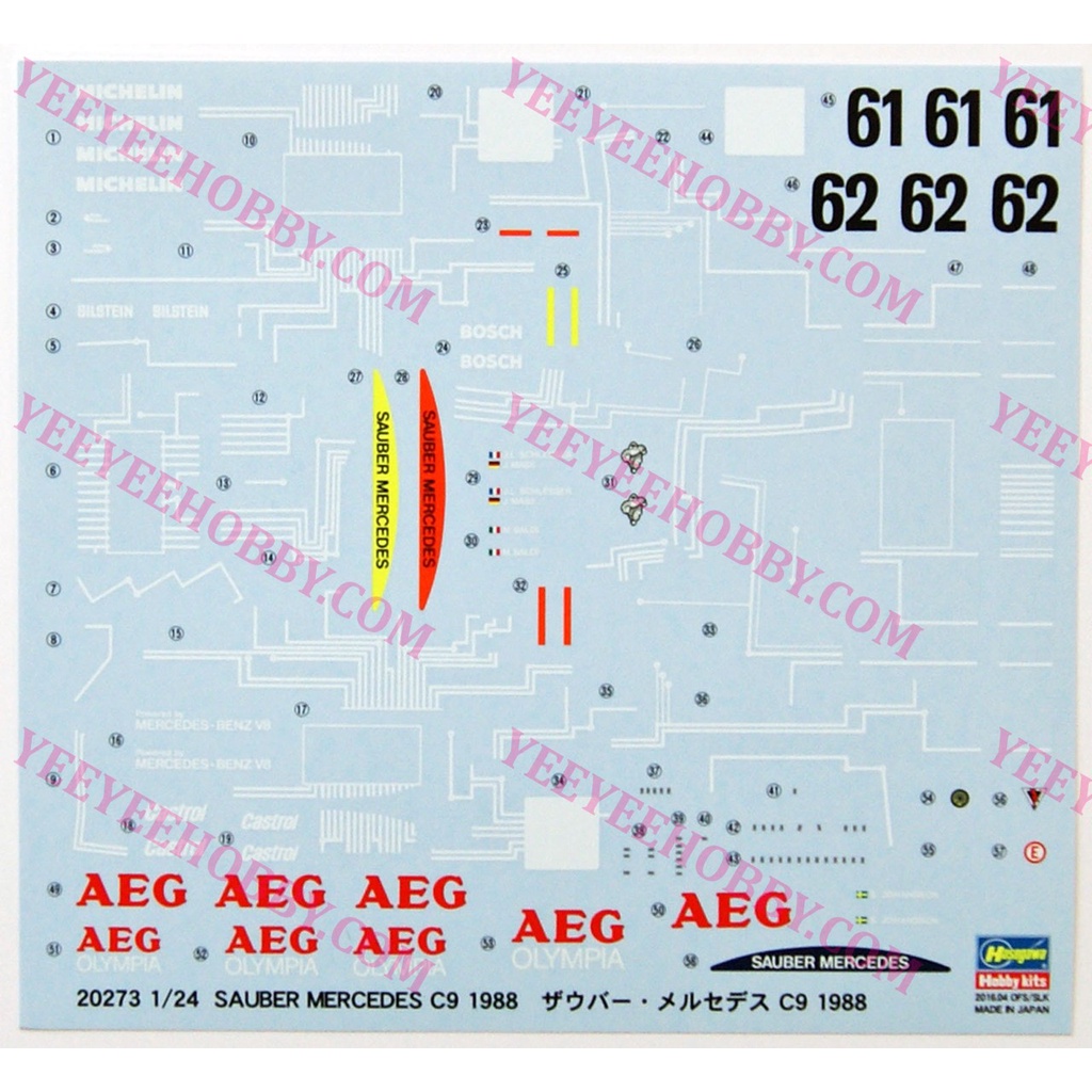 [YEEYEE] MÔ HÌNH LẮP RÁP HASEGAWA - 1/24 SAUBER MERCEDES C9 1988 LIMITED EDITION