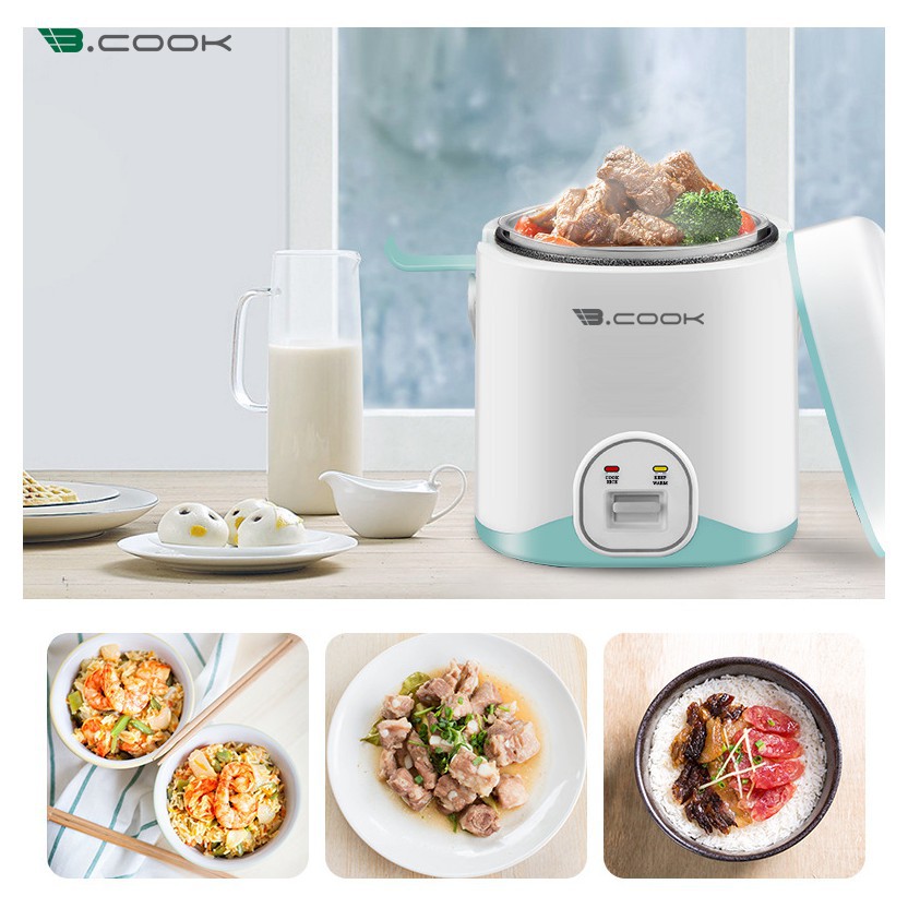 Nồi Cơm Điện Mini 1.2L BCook BC04 Đa Năng Nấu Cháo, Nấu Mì, Cơm Trộn, Hộp Cơm Mini - Hàng Chính Hãng Bảo Hành 12 Tháng