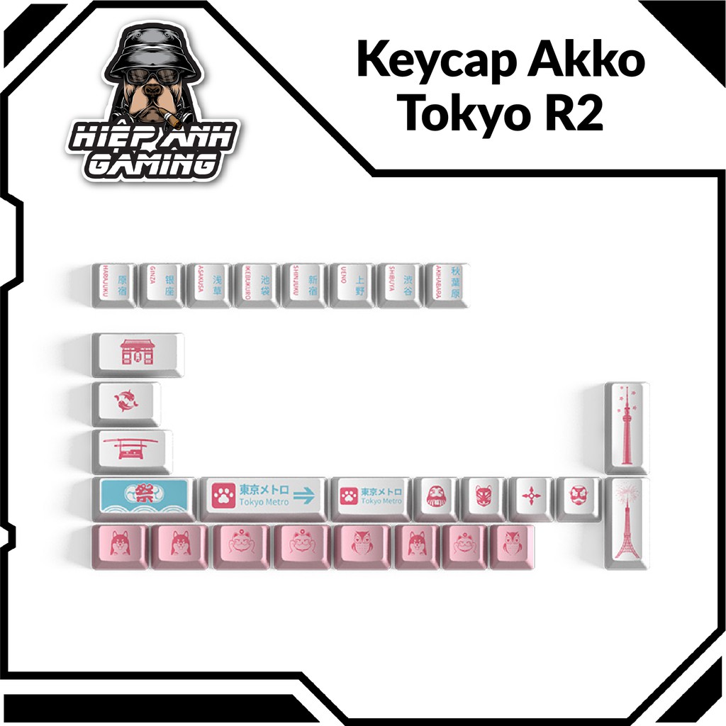 Keycap Akko World Tour Tokyo R2 (PBT Dye-Subbed, OEM profile, 28 nút)