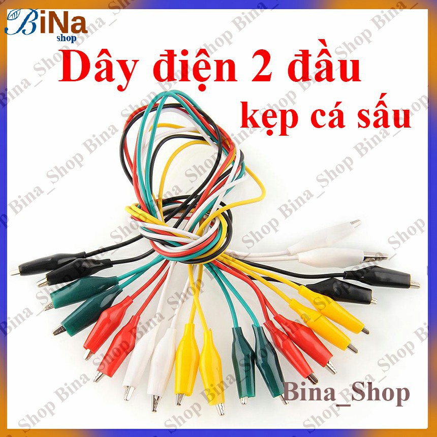 Dây điện kẹp cá sấu 2 đầu dài 45cm nhiều màu