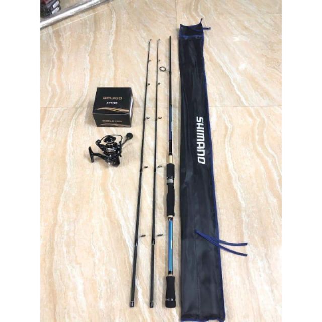 Bộ cần câu Lure 2 ngọn Fishing of catch máy đứng kèm máy câu DEUKIO AC2000 full kim loại