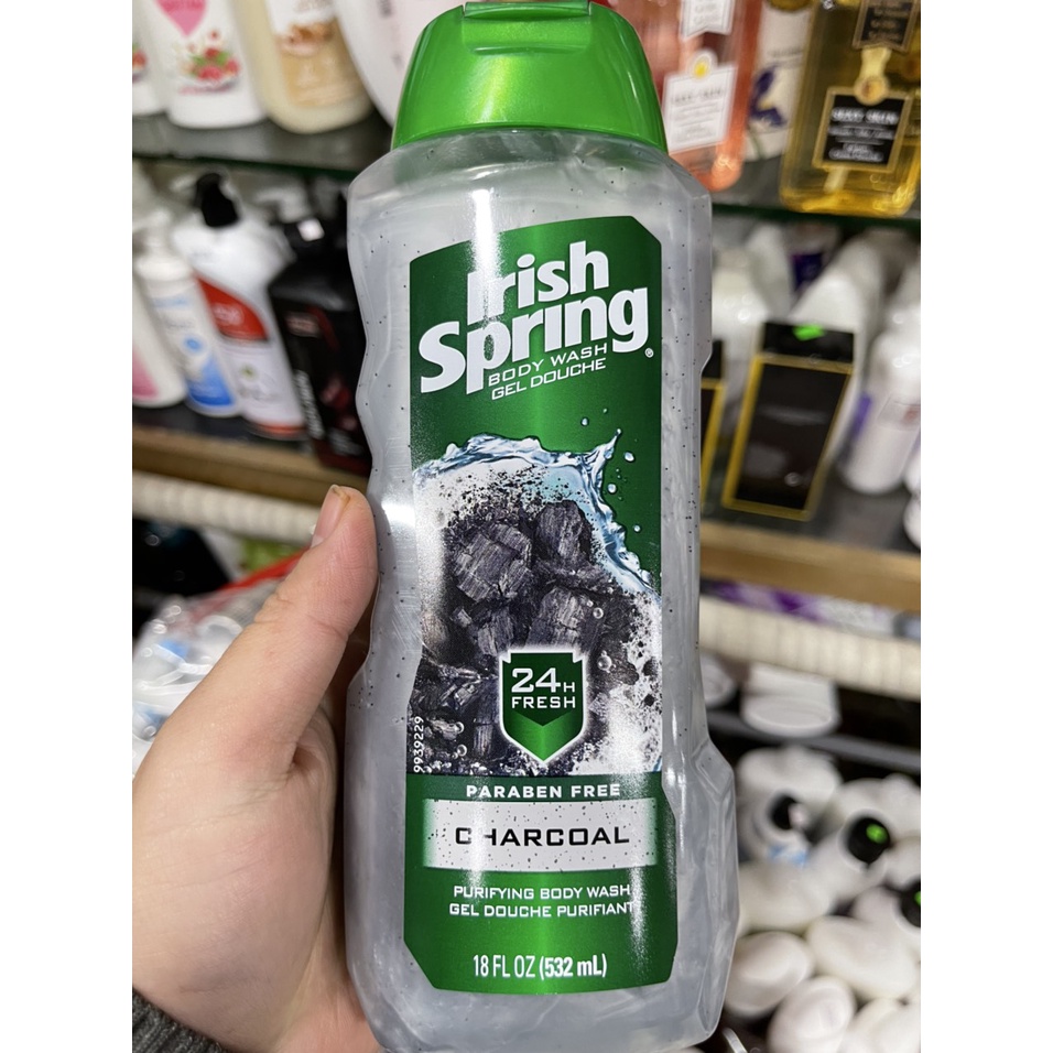 Sữa Tắm Than Hoạt Tính Irish Spring 24h Fresh Charcoal 532ml