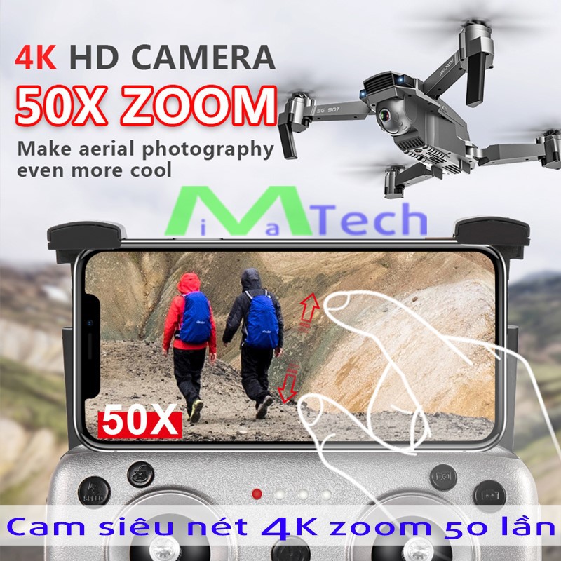 Flycam 4K SG907 GPS Camera Kép Tự Động Quay Về, Nhận Diện Khuôn Mặt, Chụp Ảnh Tự Động Tặng Túi Đựng Chuyên Dụng