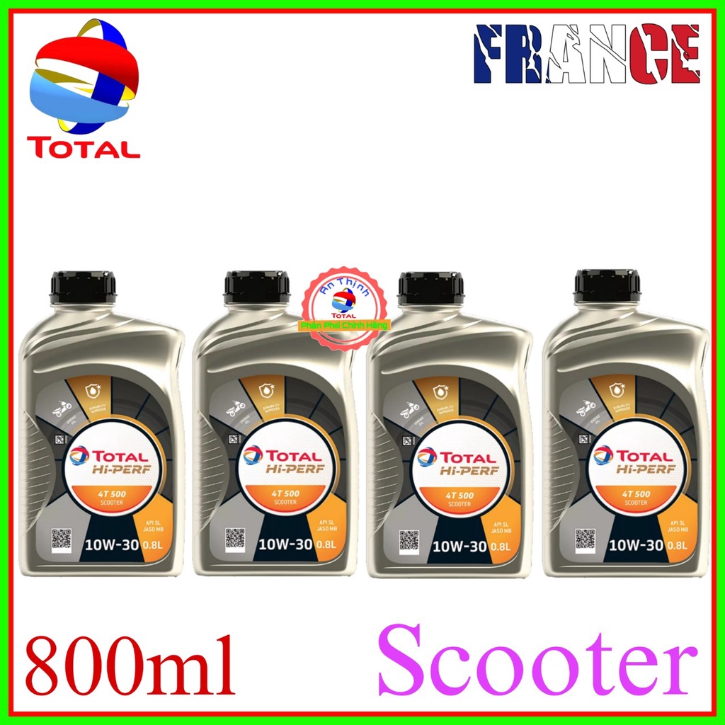 Nhớt Xe Tay Ga 10W30 TOTAL HI PERF 4T 500 Scooter 800ml-Sản Phẩm Của Tập Đoàn Total-Pháp