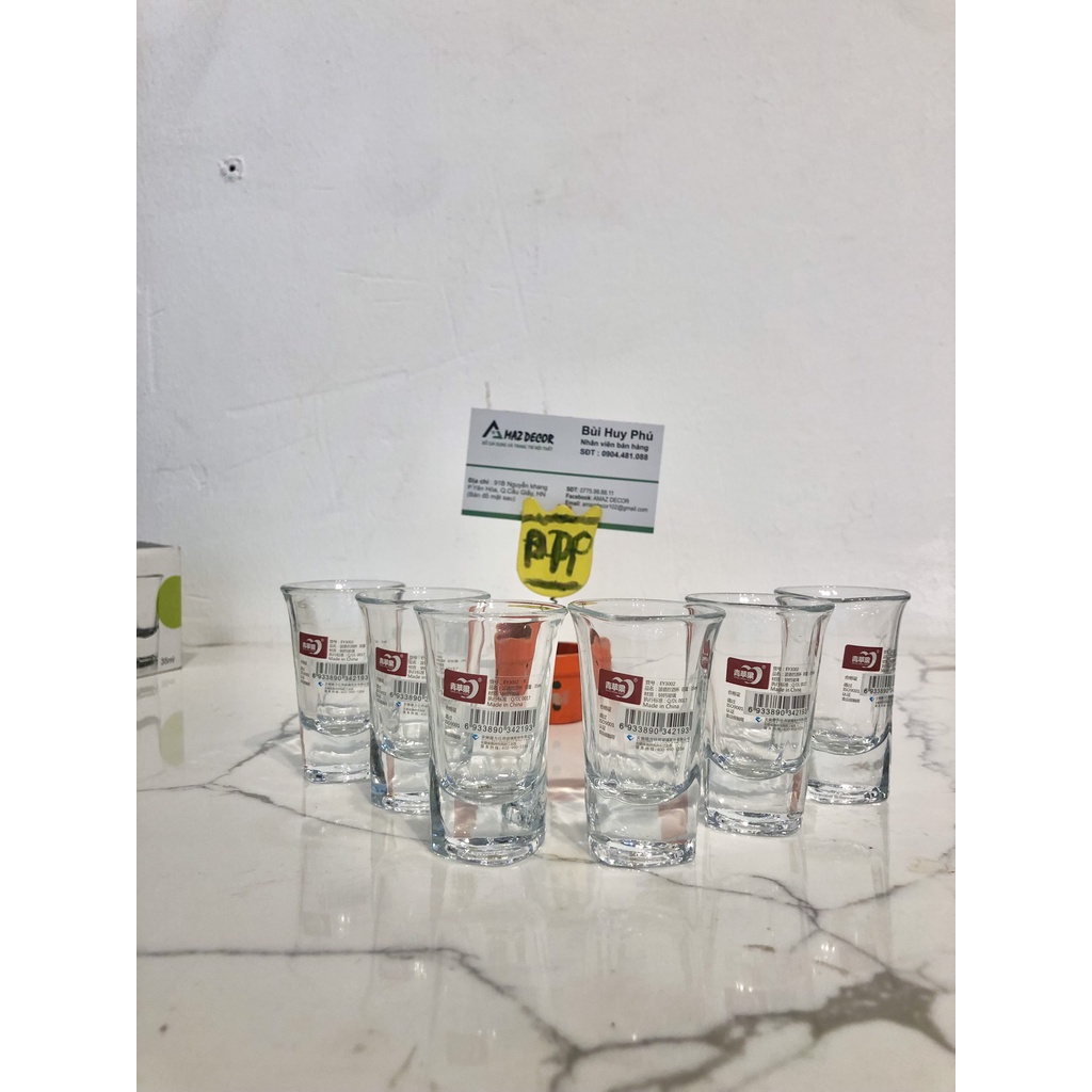 GIÁ SỈ TẠI XƯỞNG  Bộ 6ly uống rượu nhỏ 35ML cao cấp DELI GLASSWARE  thủy tinh đế dày đẹp cao cấp giá rẻ   EY3002