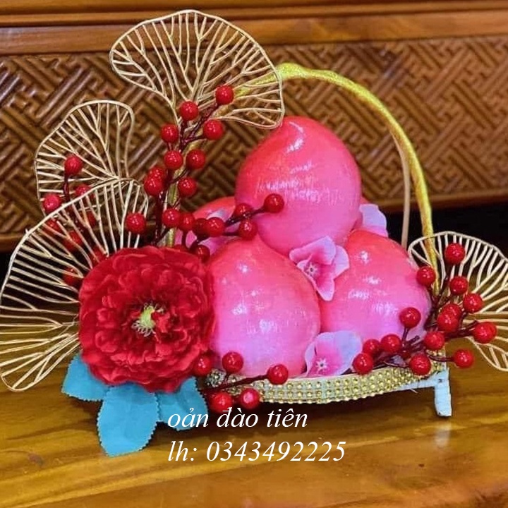 Bánh Oản Đường Hình Trái Đào Tiên Trưng Bày Tết Nguyên Đán Rất Xinh