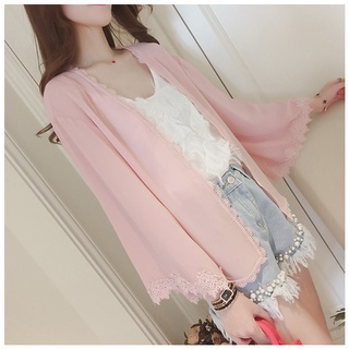 Áo khoác kimono đi chơi, đi biển, áo choàng bikini voan tay kiểu - b14