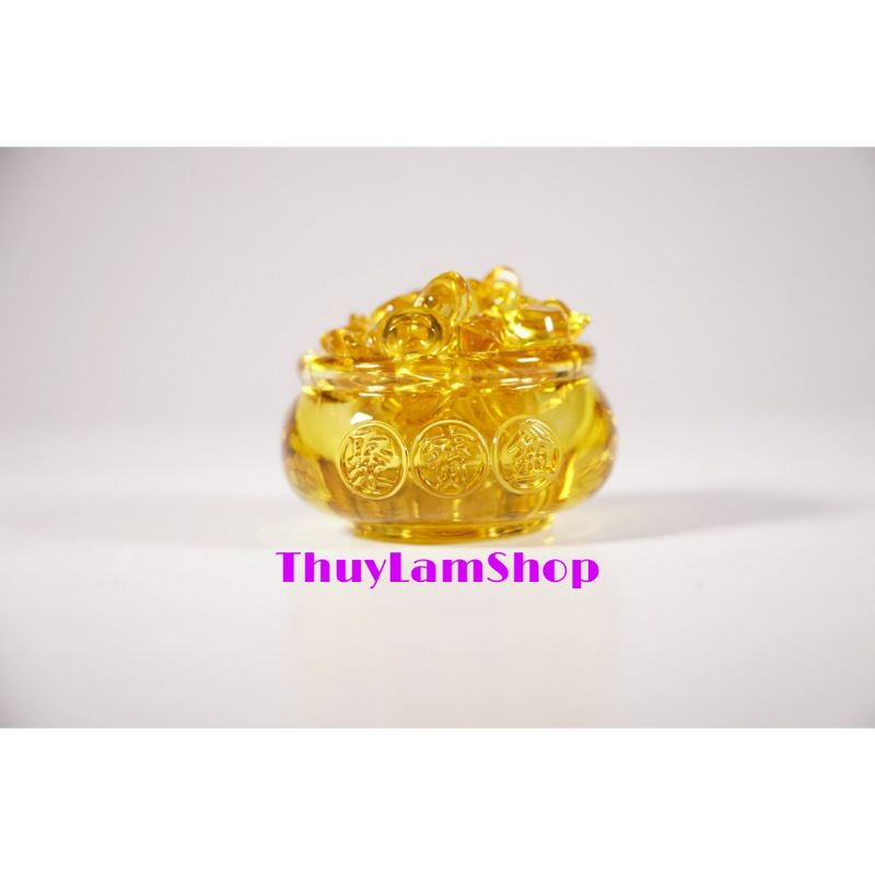 Hủ vàng bát tụ Bảo bồn lưu ly đặt bàn thờ thần tài, bàn làm việc, quầy thu ngân thu hút tài lộc