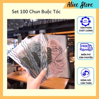 Túi zip 100 sợi chun buộc tóc nhiều màu siêu dai