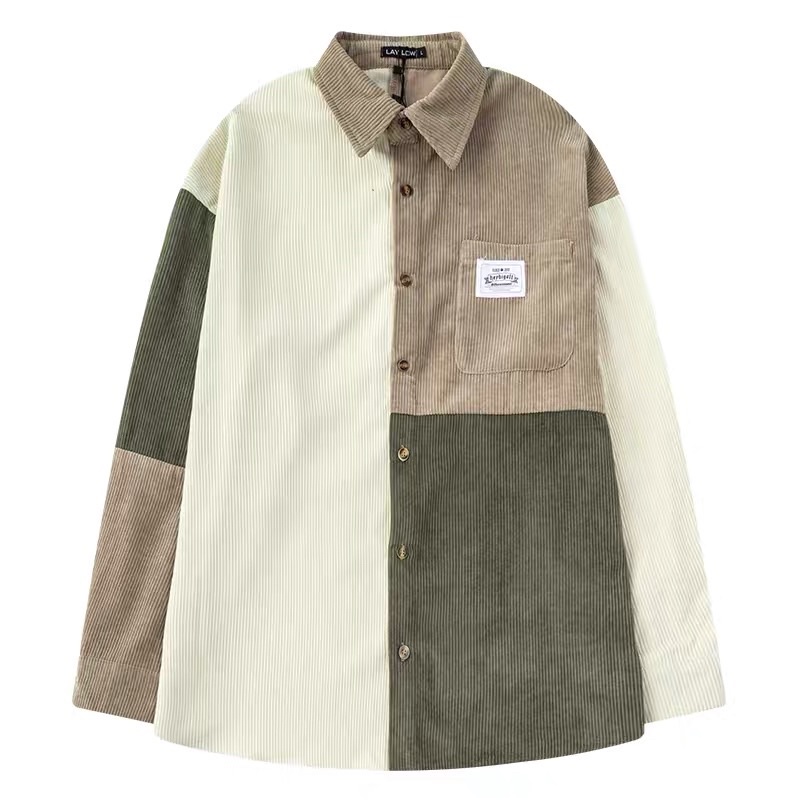 Sơ mi nhung tăm vá siêu dày dặn nam nữ unisex