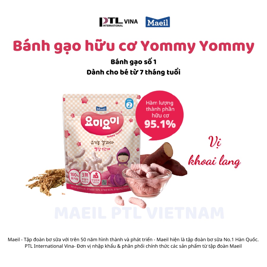 Bánh ăn dặm hữu cơ Hàn Quốc Yommy Yommy MAEIL cho bé từ 7 tháng, cung cấp canxi, chất dinh dưỡng tăng sức đề kháng