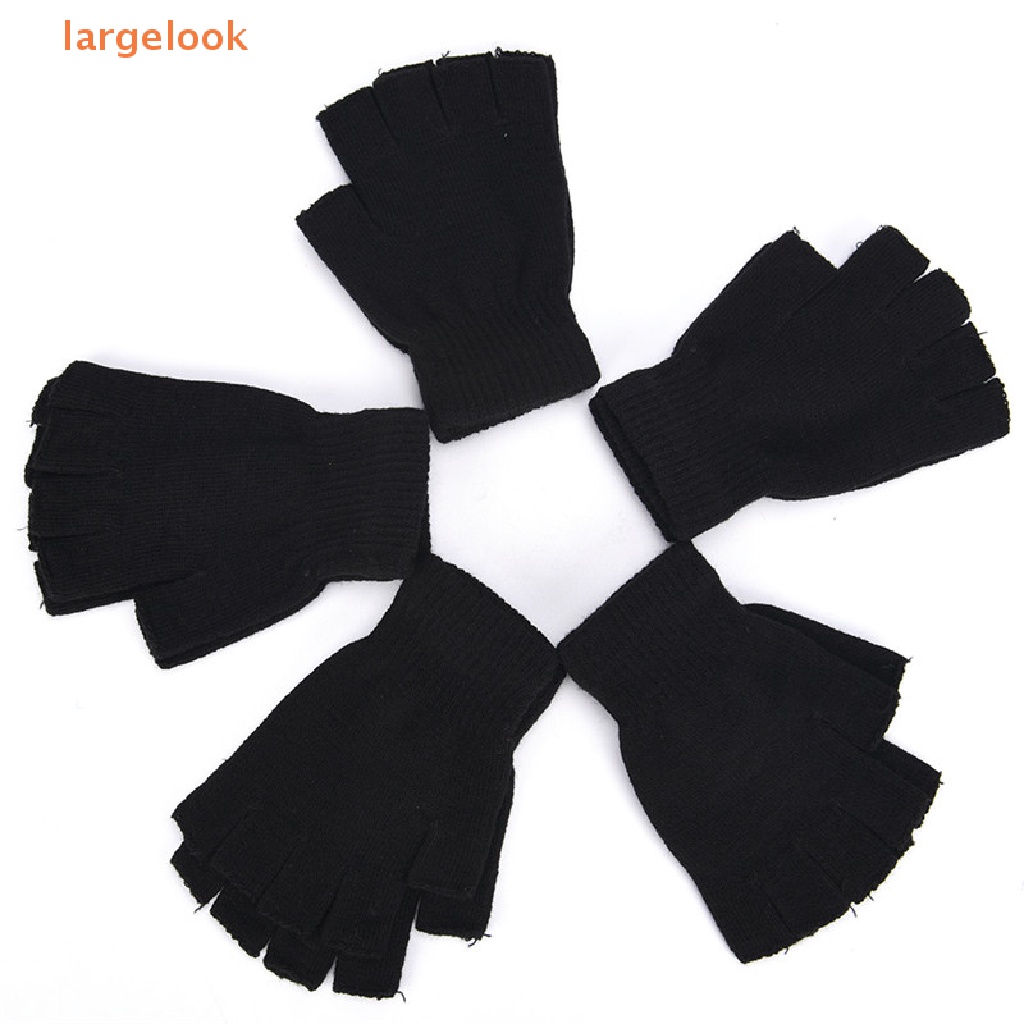 Găng Tay Len Hở Ngón Màu Đen Thời Trang Cho Nam