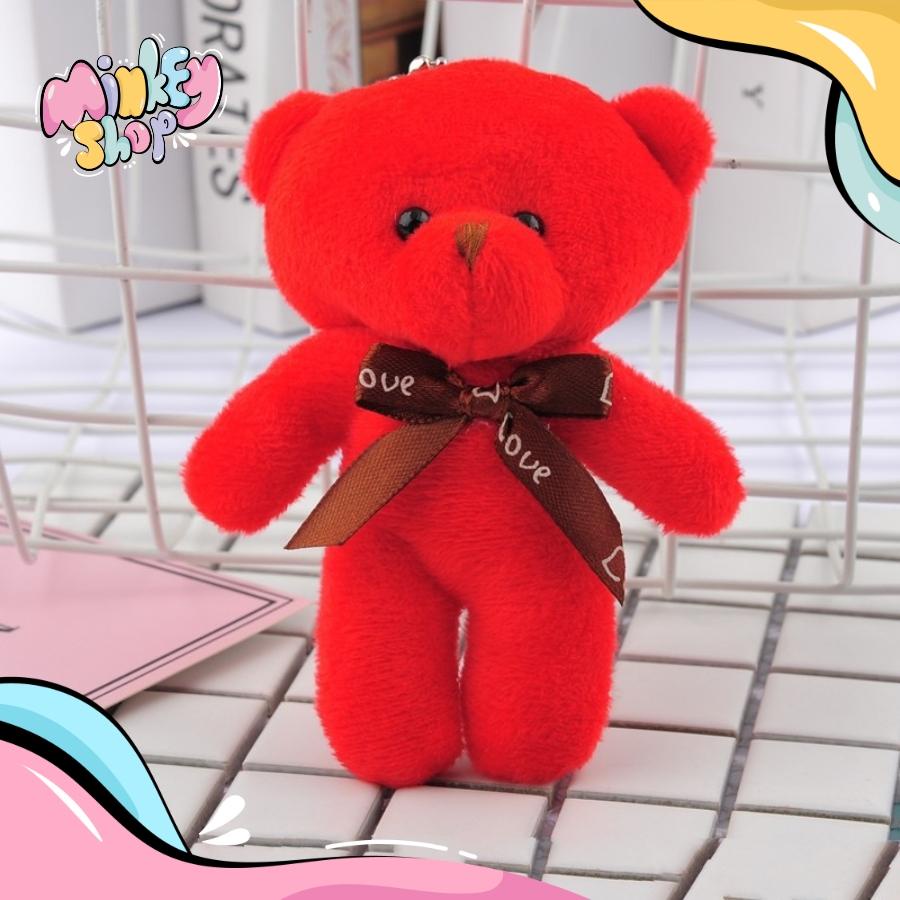 Móc khóa gấu bông đeo nơ dễ thương cute với nhiều màu phụ kiện túi xách 02MKG -Minkey
