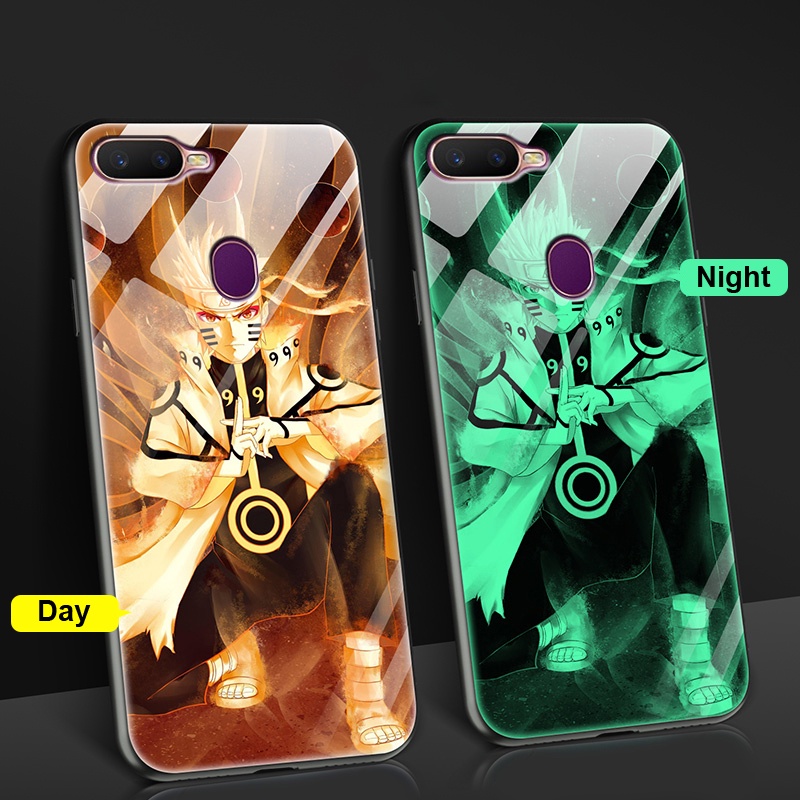 Ốp Điện Thoại Cứng Dạ Quang In Hình Naruto Oppo A5s A5 2020 A9 2020 A12 Reno5 A53 2020 A3s A12e A7 A83 Realme GT 5G Realme GT Neo2 Night Glow Hard Cases