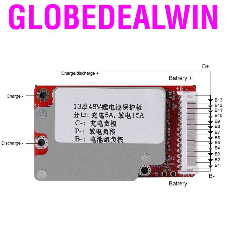 Bảng mạch bảo vệ pin Li-ion Lithium 18650 13S 45A 48V/54.6V BMS PCB OB chuyên dụng