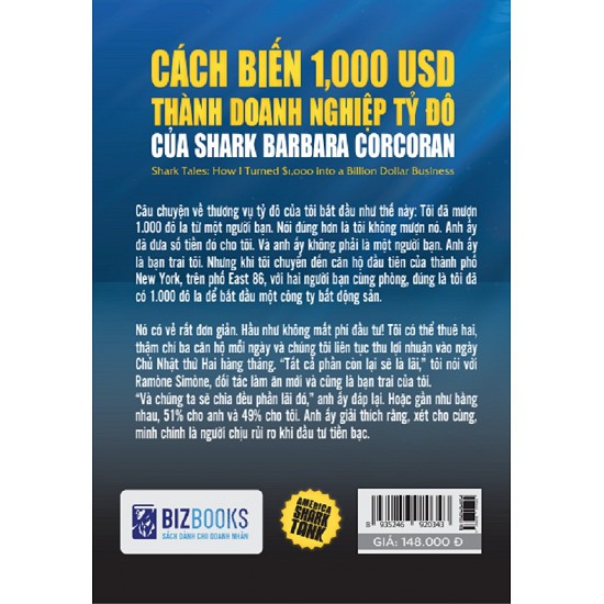 Cuốn sách America Shark Tank: Cách Biến 1.000 USD Thành Doanh Nghiệp Tỷ Đô Của Shark Barbara Corcoran