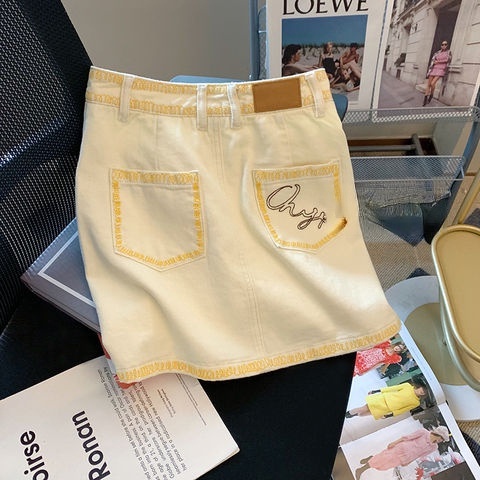 Mới Chân Váy Ngắn Lưng Cao Hoạ Tiết Thêu Thời Trang Mùa Hè Cho Nữ