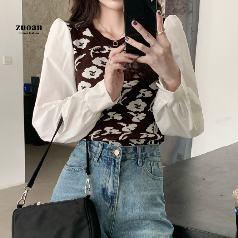 SUXI Áo Dệt Kim Tay Dài Dáng Rộng Thời Trang Mùa Thu Trẻ Trung Cho Nữ