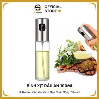 Bình Xịt Dầu Ăn ❤️S'Home❤️ Bình Xịt Dầu Ăn Phun Sương, Chai Thủy Tinh 100ml, Siêu Tiết Kiệm, Tiện Dụng- SH19