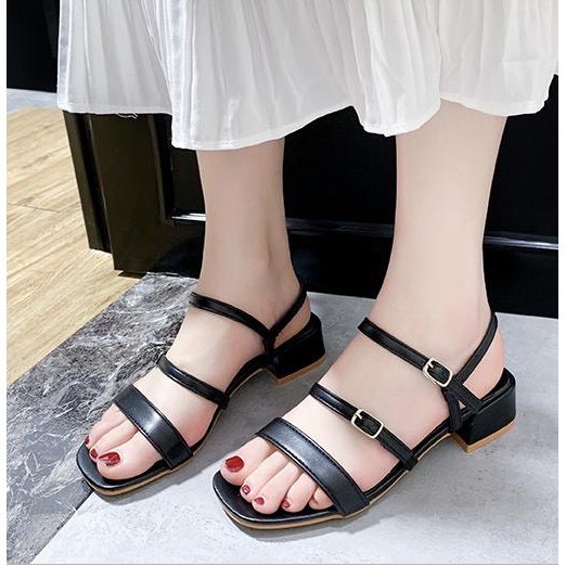 Sandal nữ quai ngang nữ đế vuông 3p cá tính thời trang hàng VNXK cao cấp - S33