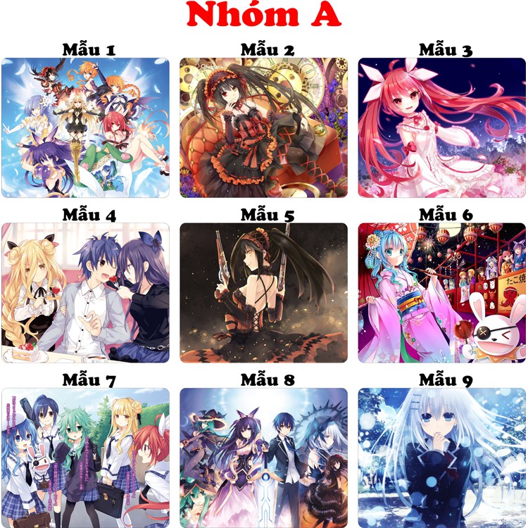 &lt;27 mẫu&gt;Lót chuột máy tính Anime Date A Live cỡ bàn di chuột lớn 20x24cm chất liệu mouse pad cao su