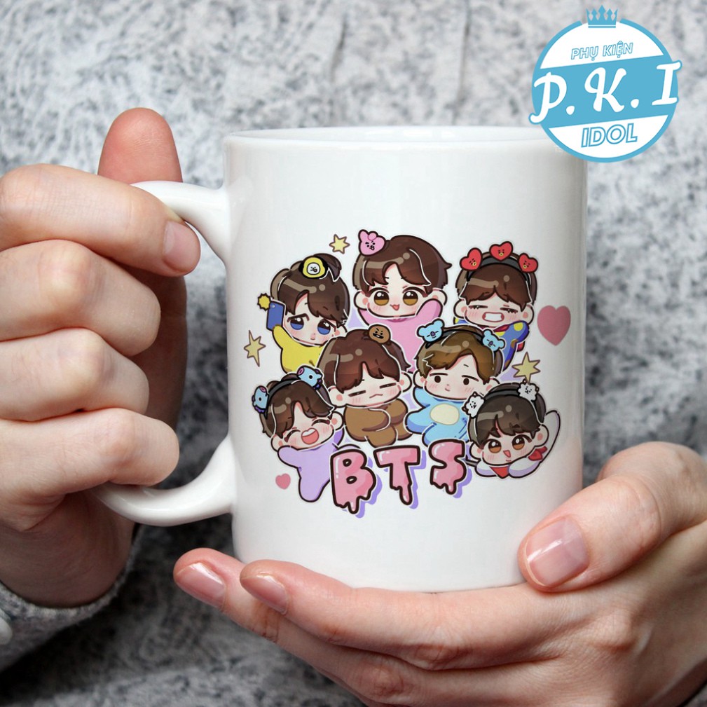 Cốc Sứ In Hình Các Thành Viên BTS Chibi  Cực Dễ Thương!!!! - QUÀ TẶNG K-POP