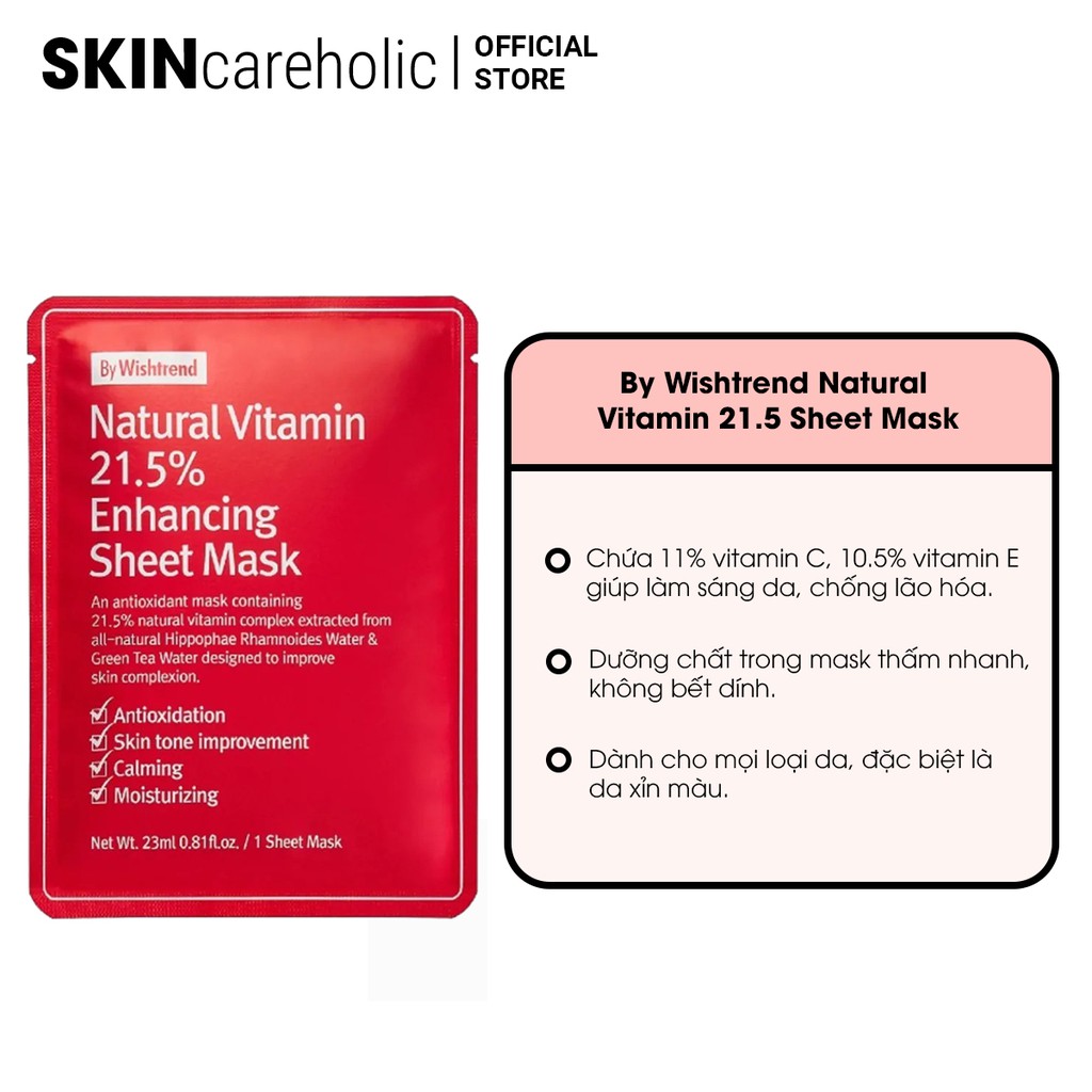 Mặt Nạ Giấy By Wishtrend Natural Vitamin 21.5 Enhancing Sheet Mask