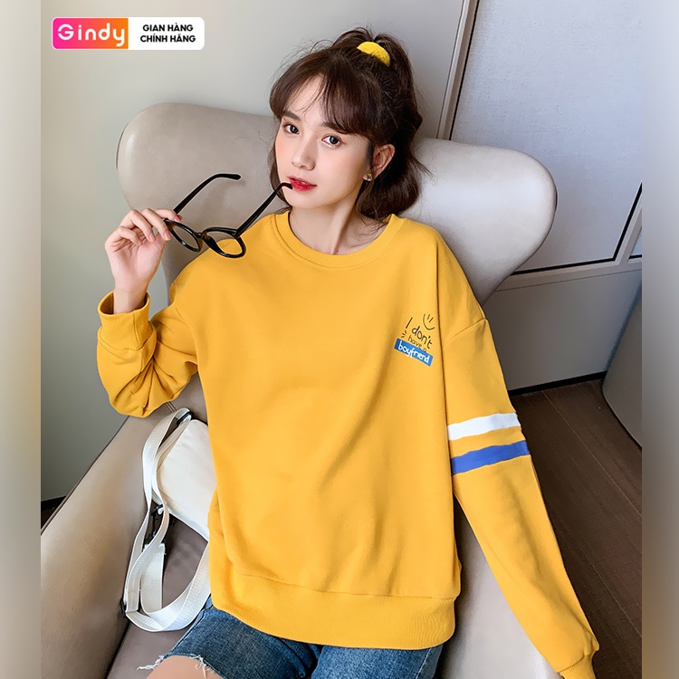 Áo nỉ sweater dài tay GINDY Boyfriend hoodie form rộng dễ phối đồ thời trang thu đông năng động A10107