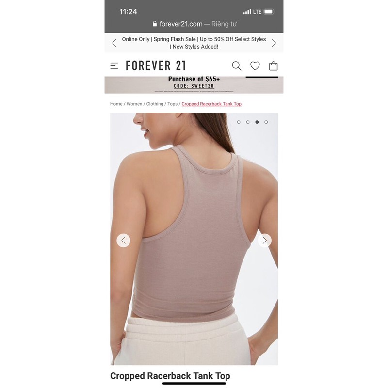 Áo thun croptop 3 lỗ vnxk F21