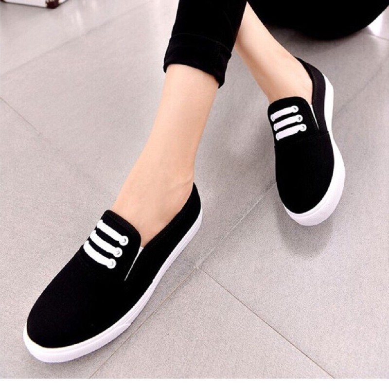 [TRỢ SHIP ĐƠN 50K] Giày slip on nữ vải dây ngang S291 rẻ đẹp, may kỹ, nhẹ, phù hợp học sinh sinh viên