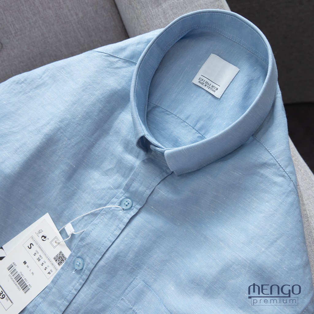 Áo sơ mi linen Z.Ra mềm mịn xanh biển, xanh đen, trắng, kem - MENGO | BigBuy360 - bigbuy360.vn