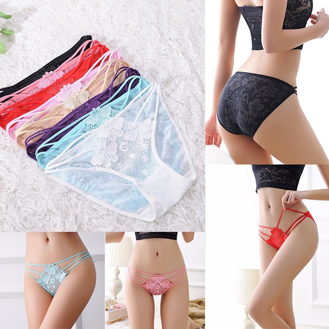 [FREESHIP❤️] Quần Lót Nữ Ren 3D3B 3 Dây Phối Bướm Chất Liệu Cotton Mềm Phong Cách Gợi Cảm Freesize Dưới 60Kg