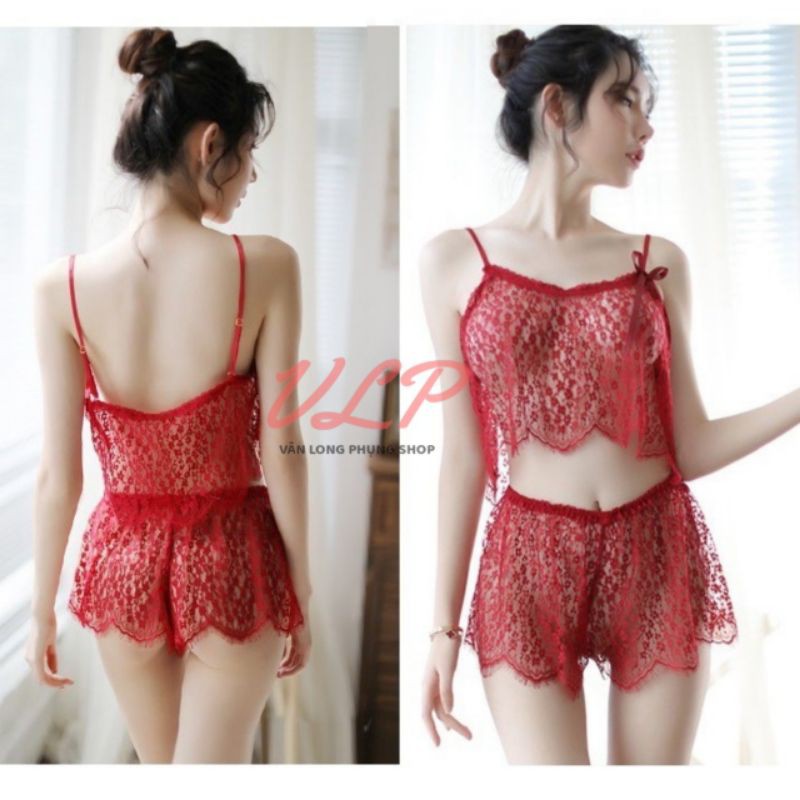 [BIGSIZE_65KG]_DN27_Bộ Ngủ 2 Dây Ren Hoa Nhí