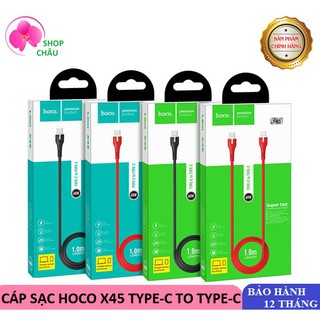 Cáp sạc nhanh typec ra typec hoco x45 60w chính hãng - có đèn led báo sạc