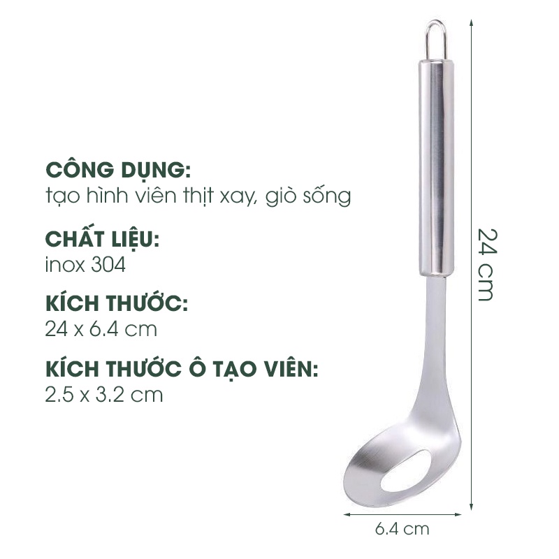 Dụng cụ làm thịt viênFREESHIP cá viên, mọc viên chống dính bằng inox 304 - Muỗng viên thịt thông minh tiện ích