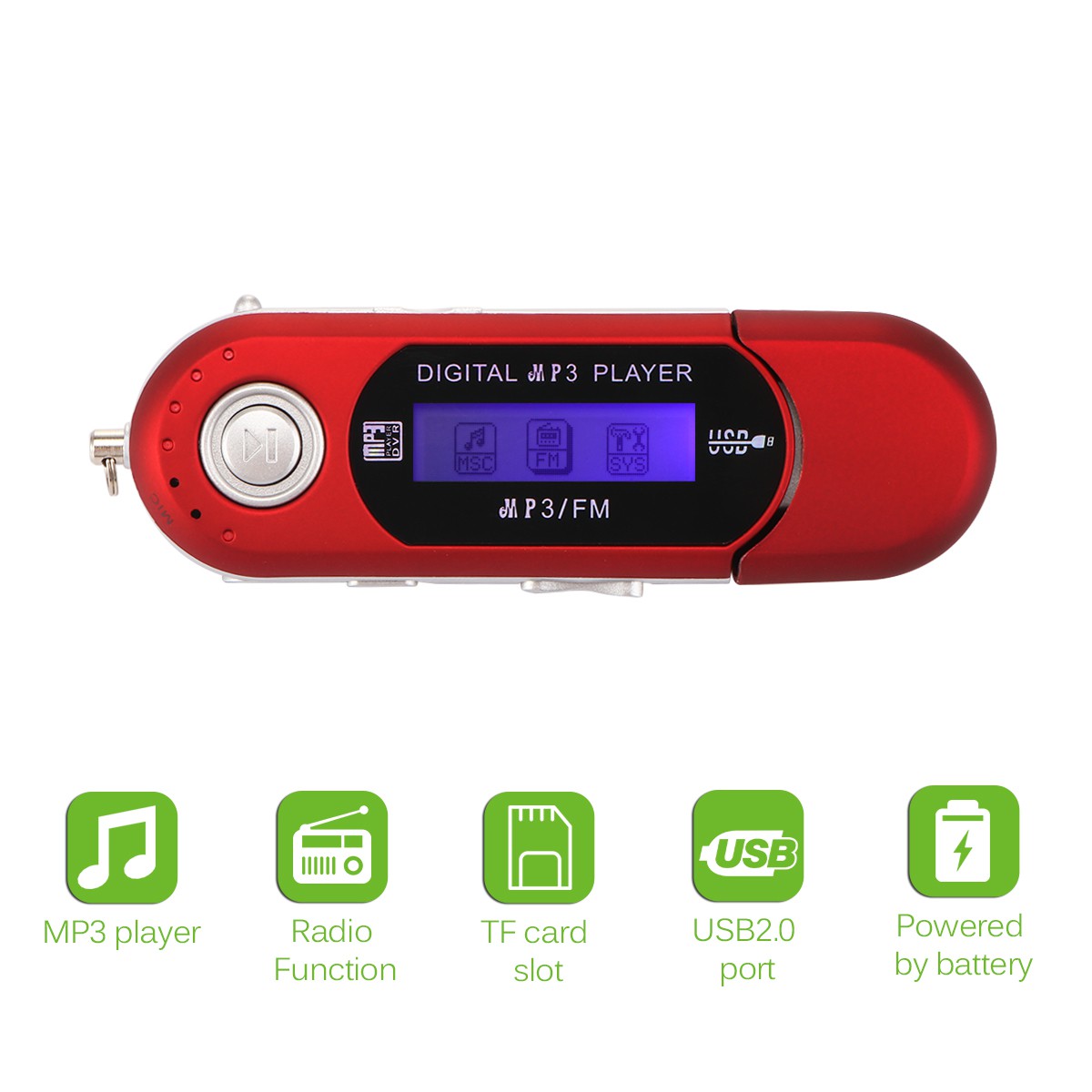 Máy Nghe Nhạc Mp3 Mini Ygcx05 Hỗ Trợ Thẻ Nhớ 32gb Tf & Fm