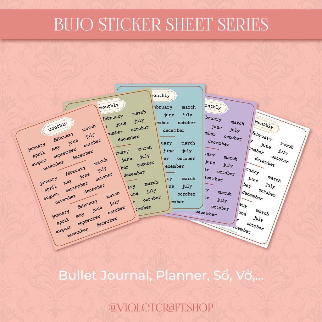 ✨ Sticker Sheet Ngày Tháng Bullet Journal / Hình Dán Ngày Tháng Vintage ✨