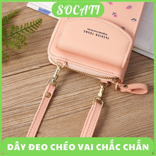 Túi đựng điện thoại, túi đeo chéo mini dành cho nữ đựng phụ kiện bằng da PU SOCATI 02 03