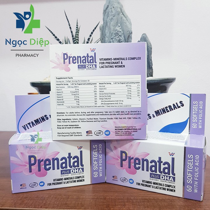 [Hàng Mỹ] Viên uống Vitamin bà bầu VH - Prenatal Plus DHA hộp 60 viên nhập khẩu chính hãng date 2023