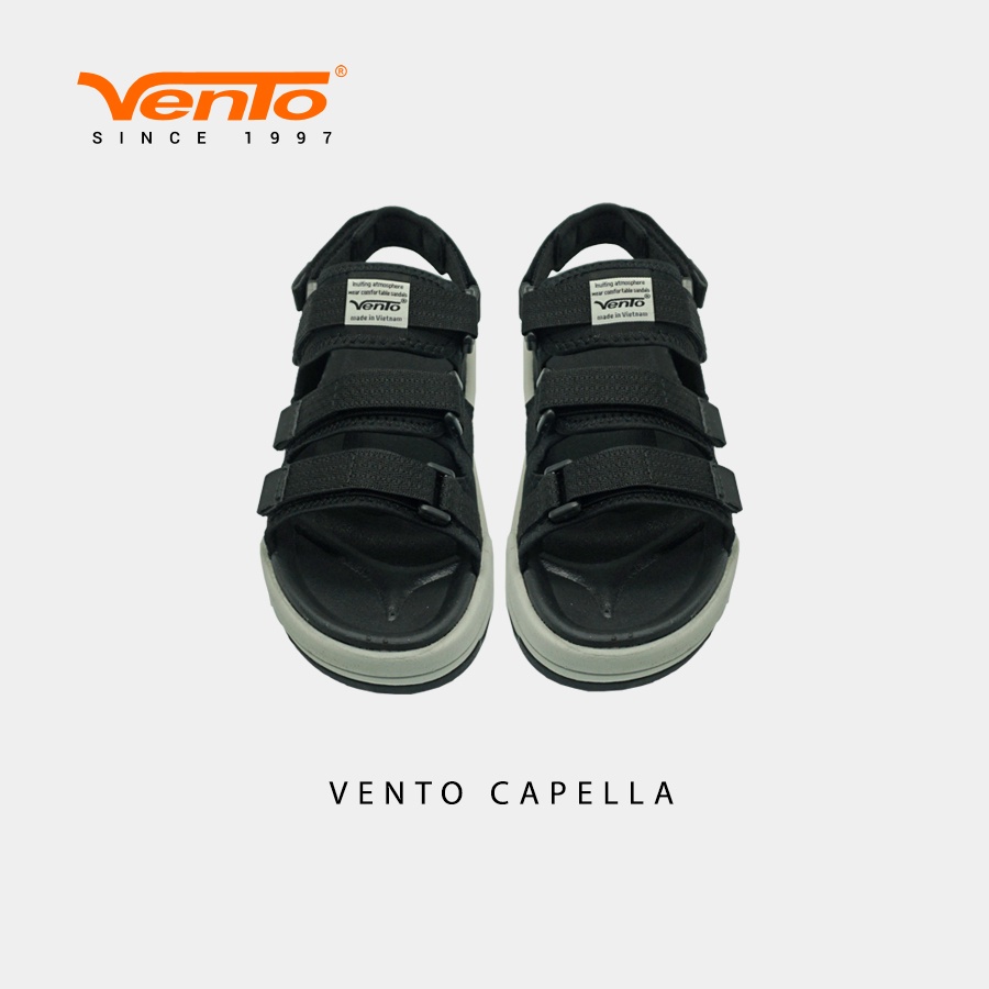 Giày Sandal Nam Nữ Vento Chính Hãng SD1001 Ba Quai Ngang Màu Đen Ghi