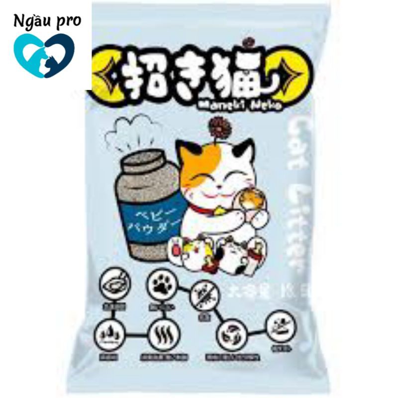 Cát vệ sinh Nhật cát Mèo đất sét Maneki neko hương cafe và phấn baby gói 5L