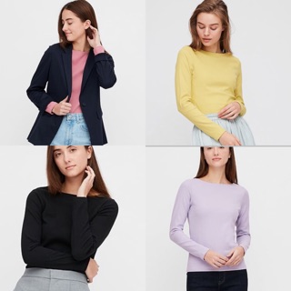 Áo thun len tăm Uniqlo cổ thuyền ngang dài tay ( Pick Japan)