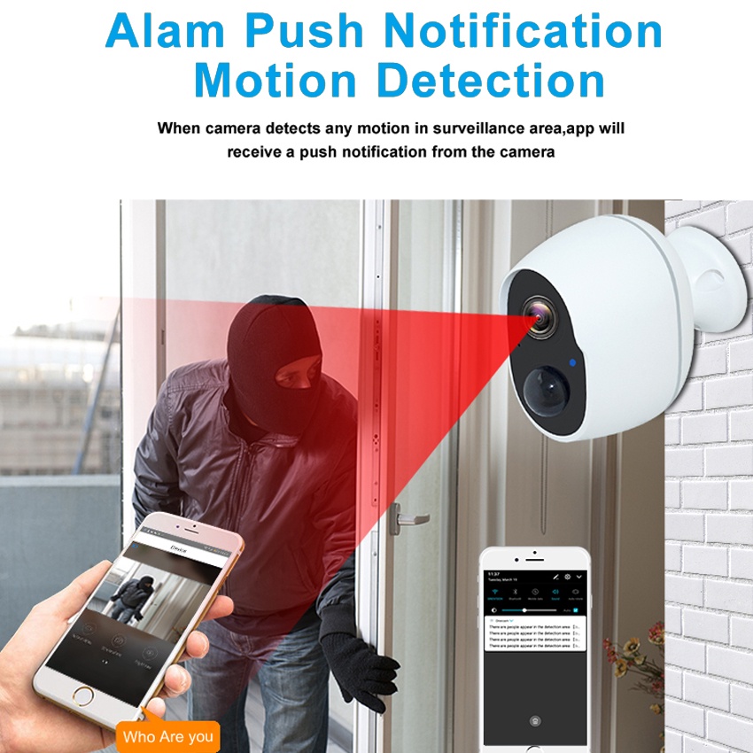 Pin 2MP 6000mAh IP65 Thông Minh IP WiFi Không Dây Có Thể Sạc Lại Dùng Trong Nhà Và Ngoài Trời Siren AS-IP821BH