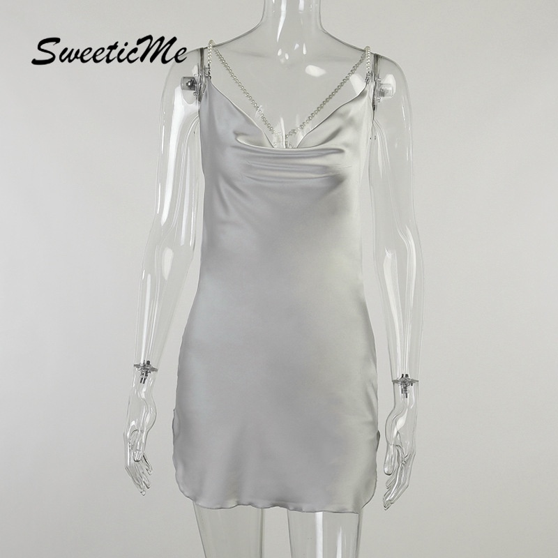 Đầm Hai Dây Đính Ngọc Trai Quyến Rũ Sweeticme