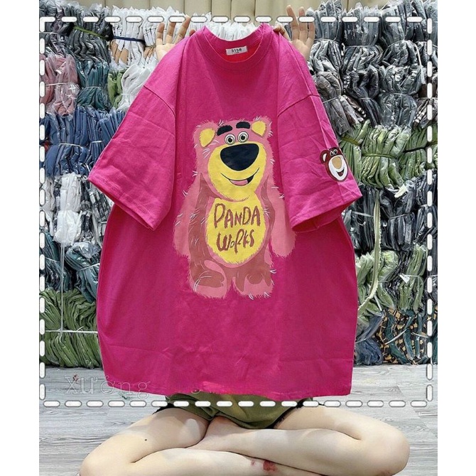 Áo thun 3158 chất Cotton khô in hình gấu xinh xỉu