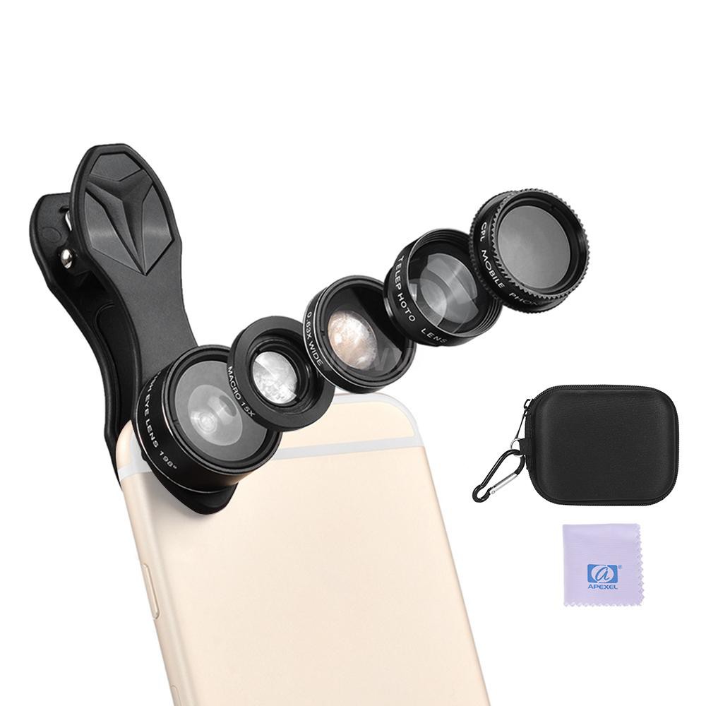 Bộ Lens Phóng Đại 5 Trong 1 Kẹp Camera Điện Thoại Smartphone