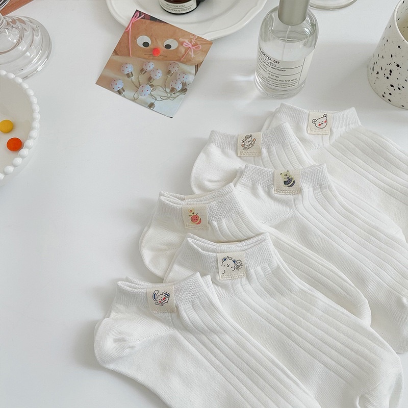 Tất cổ ngắn nam nữ vớ trơn nhật cố thấp tem gấu thời trang hàn quốc đẹp giá rẻ cotton kháng khuẩn MRSOCKS VN025