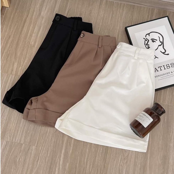 Quần Short Nữ 2 Khuy Cạp Cao Chun Sau 3 Màu, Labibi