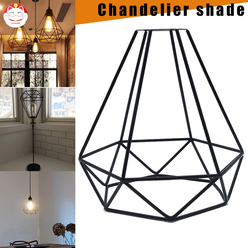 ✂GT⁂ Geometric Pendant Metal Lamp Guard Retro Vintage Ceiling Light Shade Iron Cage