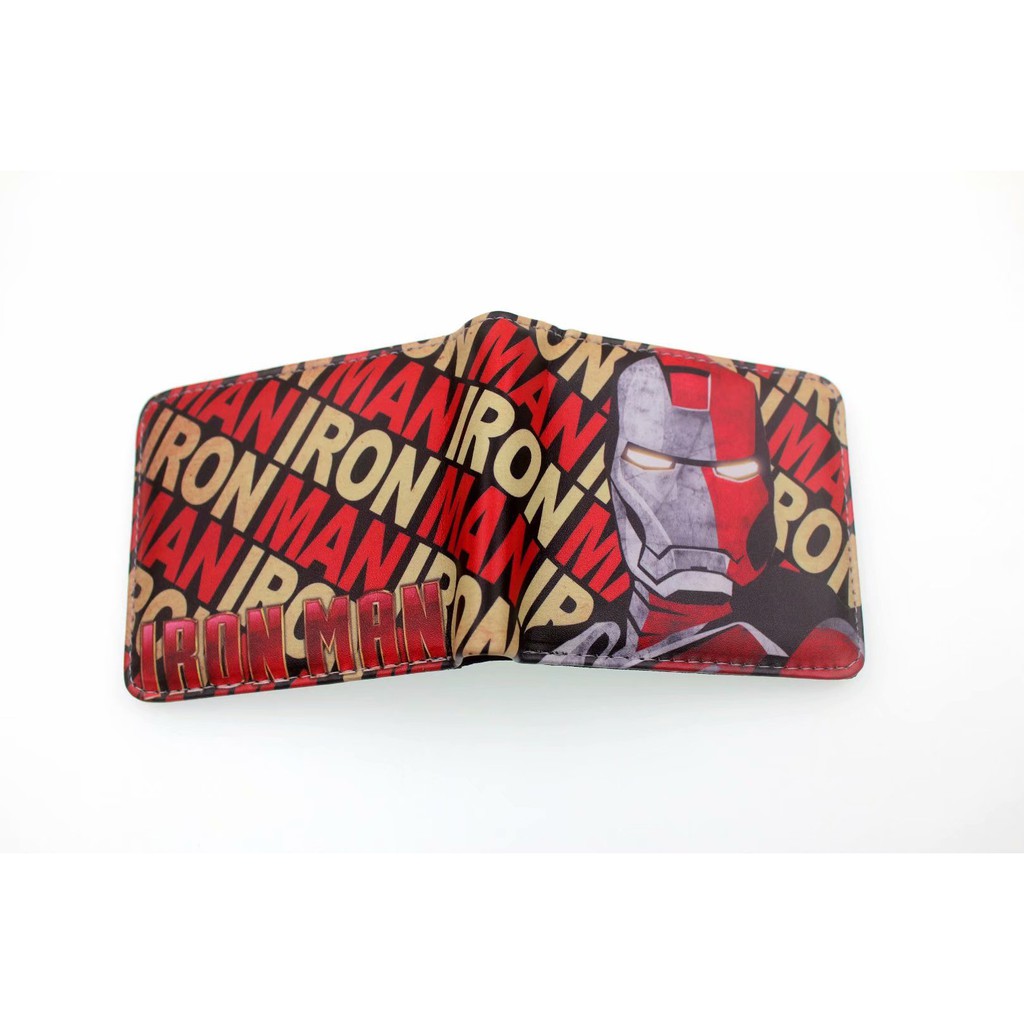 Ví Da PU Gập Dáng Ngắn In Họa Tiết anime Marvel Flash Người Nhện Người Sắt